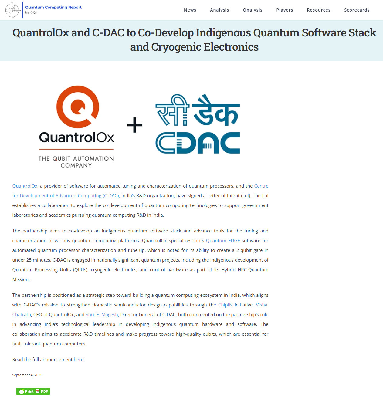 Quantum Computing Report