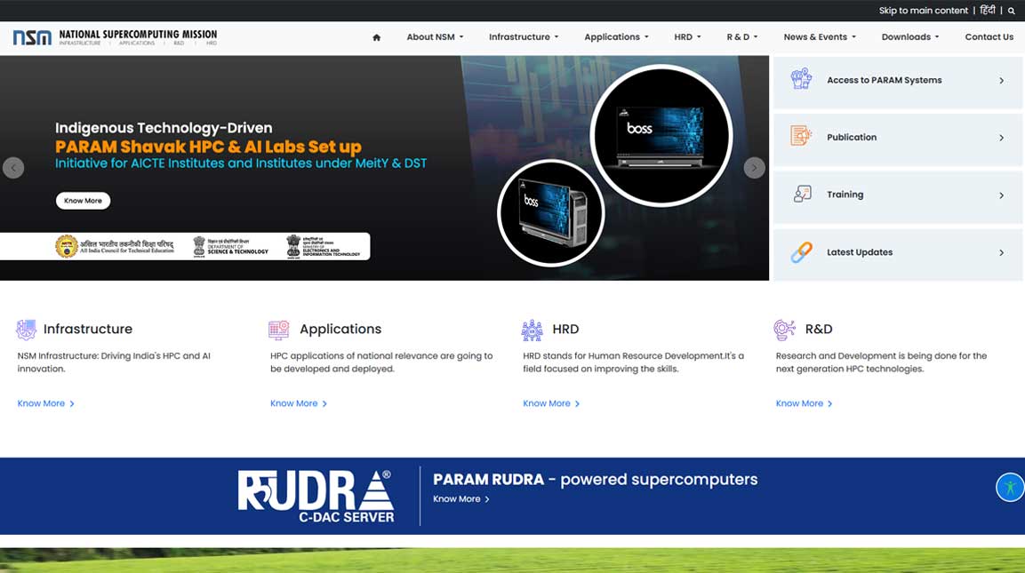 NSM India web page