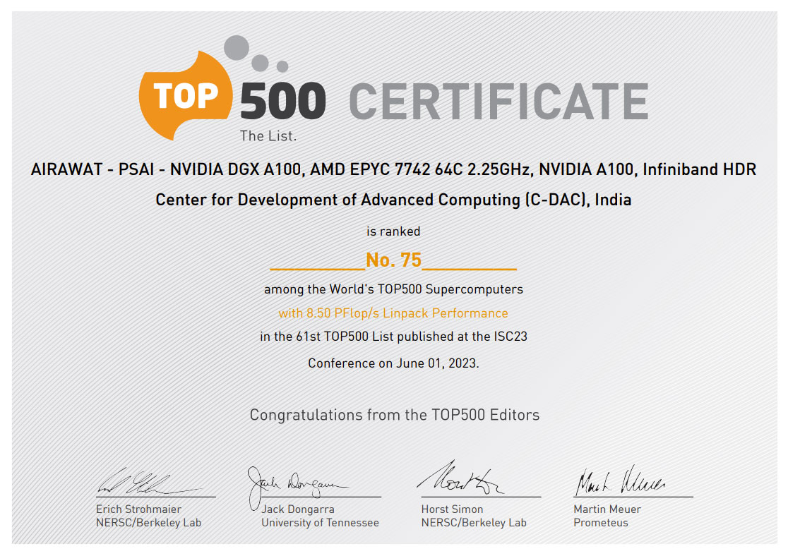 Top500 Certificate
